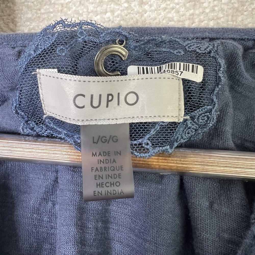 Cupio 100% Cotton Dress Boho Floral Cottagecore Blue Crochet Lace Ruffle Size - Picture 5 of 9